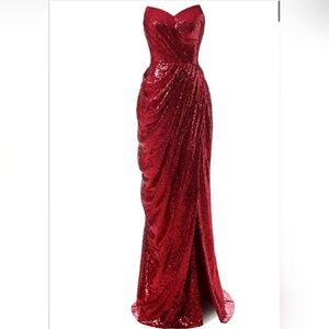 Retro Stage Elegant Red Sequin Gown Jessica Rabbit Style Small